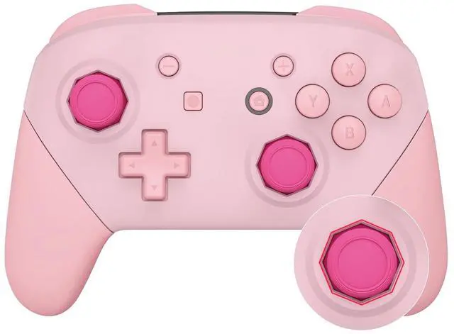 Main image of Faceplate Backplate Handles Cover, Cherry Blossoms Pink & Puffy Pink Octagonal Gated Sticks Design DIY Replacement Grip Housing Shell for Nintendo Switch Pro Controller - No Controller @