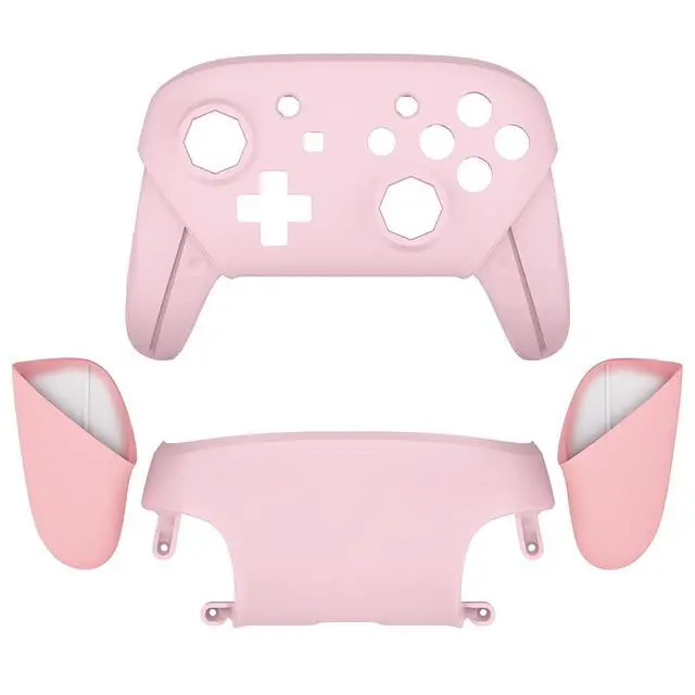 Alt view image 7 of 7 - Faceplate Backplate Handles Cover, Cherry Blossoms Pink & Puffy Pink Octagonal Gated Sticks Design DIY Replacement Grip Housing Shell for Nintendo Switch Pro Controller - No Controller @