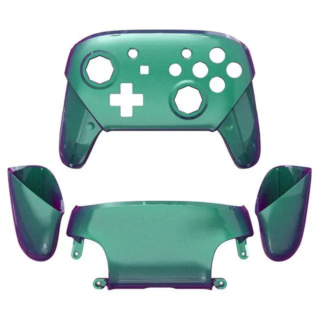 Alt view image 2 of 7 - Chameleon Green Purple Faceplate Backplate Handles Cover, Octagonal Gated Sticks Design DIY Replacement Grip Housing Shell for Nintendo Switch Pro Controller - Controller NOT Included @