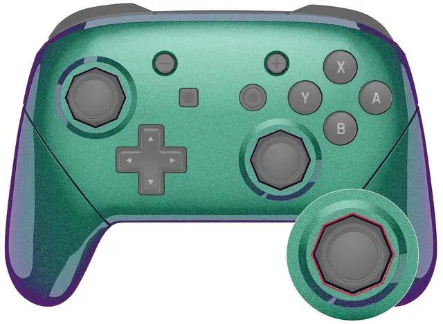 Main image of Chameleon Green Purple Faceplate Backplate Handles Cover, Octagonal Gated Sticks Design DIY Replacement Grip Housing Shell for Nintendo Switch Pro Controller - Controller NOT Included @