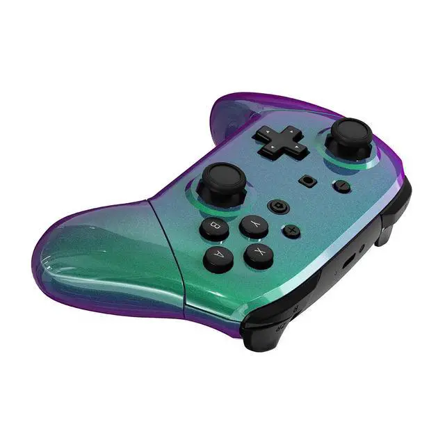 Alt view image 7 of 7 - Chameleon Green Purple Faceplate Backplate Handles Cover, Octagonal Gated Sticks Design DIY Replacement Grip Housing Shell for Nintendo Switch Pro Controller - Controller NOT Included @