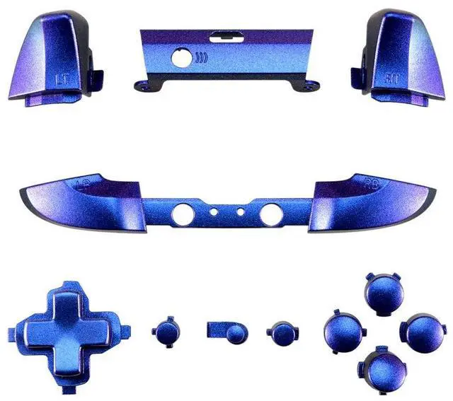 Alt view image 3 of 7 - LB RB LT RT Bumpers Triggers D-Pad ABXY Start Back Sync Buttons, Chameleon Purple Blue Full Set Buttons Repair Kits with Tools for Xbox One S & Xbox One X Controller (Model 1708) @