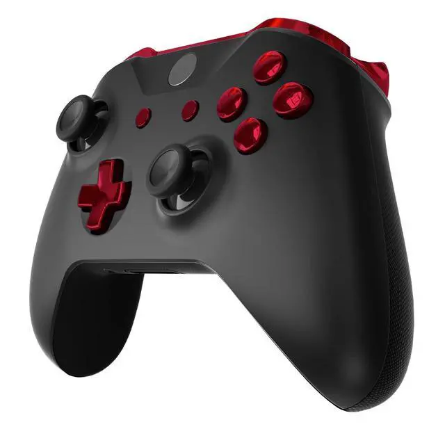Alt view image 4 of 7 - LB RB LT RT Bumpers Triggers D-Pad ABXY Start Back Sync Buttons, Chrome Red Full Set Buttons Repair Kits with Tools for Xbox One S & Xbox One X Controller (Model 1708) @