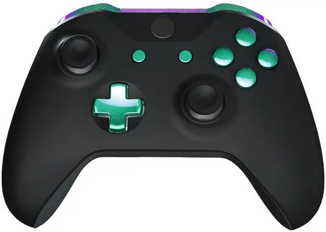 Main image of LB RB LT RT Bumpers Triggers D-Pad ABXY Start Back Sync Buttons, Full Set Buttons Repair Kits with Tools for Xbox One S & Xbox One X Controller (Model 1708) (Chameleon Green Purple) @