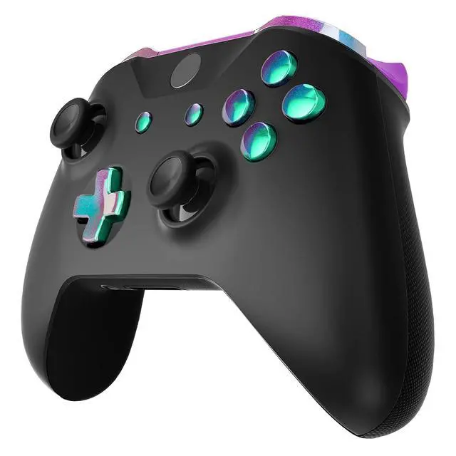 Alt view image 4 of 7 - LB RB LT RT Bumpers Triggers D-Pad ABXY Start Back Sync Buttons, Full Set Buttons Repair Kits with Tools for Xbox One S & Xbox One X Controller (Model 1708) (Chameleon Green Purple) @