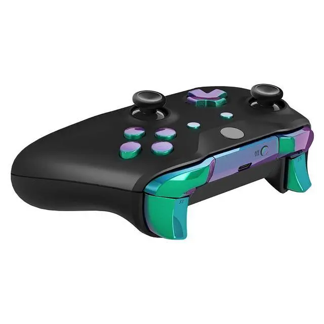 Alt view image 5 of 7 - LB RB LT RT Bumpers Triggers D-Pad ABXY Start Back Sync Buttons, Full Set Buttons Repair Kits with Tools for Xbox One S & Xbox One X Controller (Model 1708) (Chameleon Green Purple) @