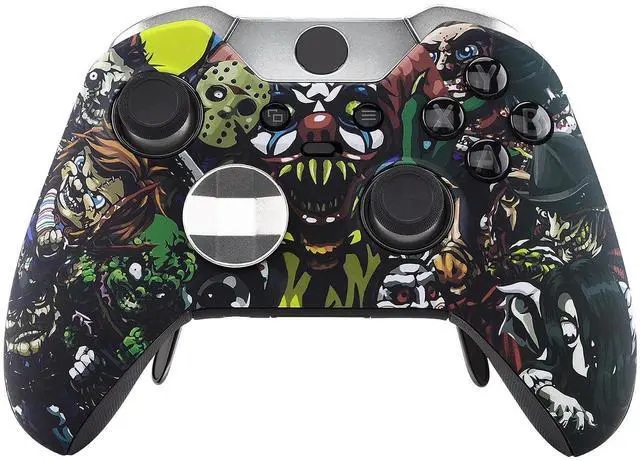 Main image of Scary Party Patterned Faceplate Cover, Soft Touch Front Housing Shell Case, Comfortable Soft Grip Replacement Kit for Xbox One Elite Controller Model 1698 - Controller NOT Included @