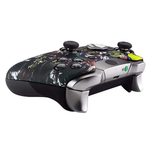Alt view image 6 of 7 - Scary Party Patterned Faceplate Cover, Soft Touch Front Housing Shell Case, Comfortable Soft Grip Replacement Kit for Xbox One Elite Controller Model 1698 - Controller NOT Included @