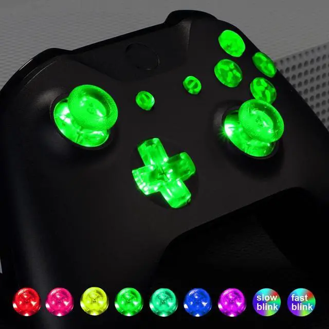 Alt view image 4 of 7 - Multi-Colors Luminated Dpad Thumbsticks Start Back ABXY Action Buttons (DTF) LED Kit for Xbox One Standard, Xbox One S X Controller 7 Colors 9 Modes Button Control -Controller NOT Included @