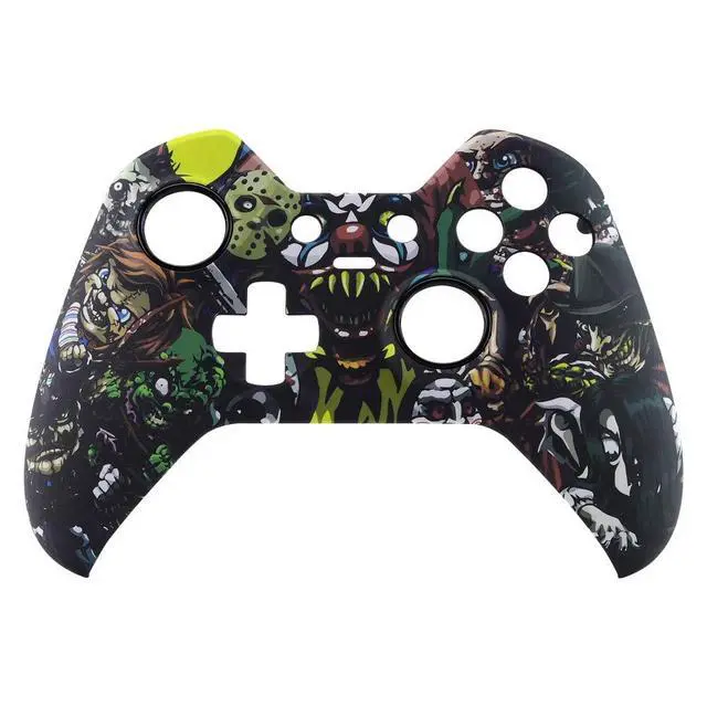 Alt view image 7 of 7 - Scary Party Patterned Faceplate Cover, Soft Touch Front Housing Shell Case, Comfortable Soft Grip Replacement Kit for Xbox One Elite Controller Model 1698 - Controller NOT Included @