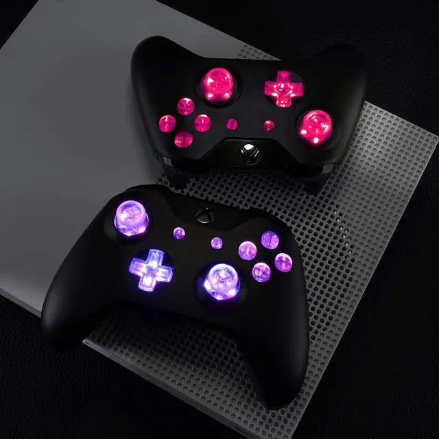 Alt view image 5 of 7 - Multi-Colors Luminated Dpad Thumbsticks Start Back ABXY Action Buttons (DTF) LED Kit for Xbox One Standard, Xbox One S X Controller 7 Colors 9 Modes Button Control -Controller NOT Included @