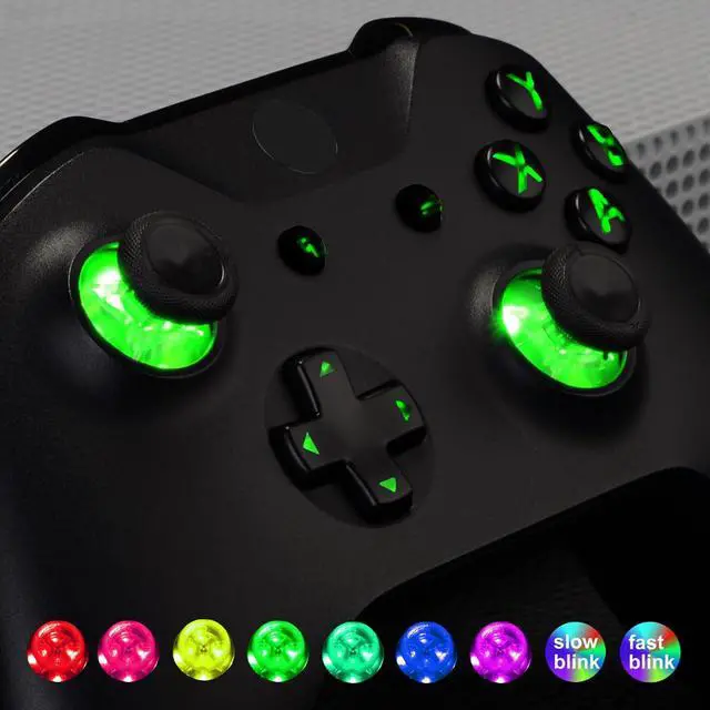 Alt view image 2 of 7 - Multi-Colors Luminated D-pad Thumbsticks Start Back ABXY Buttons (DTF) LED Kit for Xbox One Standard, Xbox One S X Controller with Black Classical Symbols Buttons - Controller NOT Included @