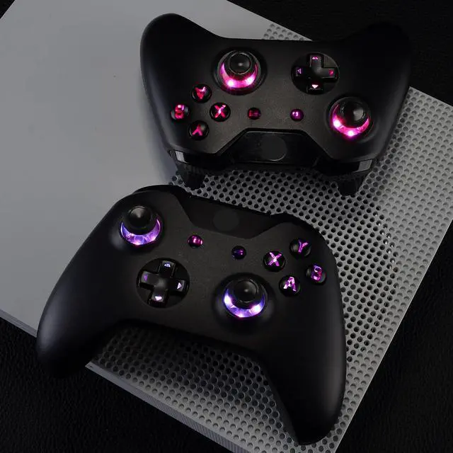 Alt view image 7 of 7 - Multi-Colors Luminated D-pad Thumbsticks Start Back ABXY Buttons (DTF) LED Kit for Xbox One Standard, Xbox One S X Controller with Black Classical Symbols Buttons - Controller NOT Included @