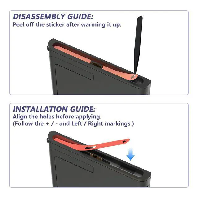 Alt view image 4 of 7 - Console Side Rail Slot Sticker for Switch 2, Left Right Slide Rail DIY Decorative Skin Decal with Tweezer for Nintendo Switch 2 Console - Blue & Orange @