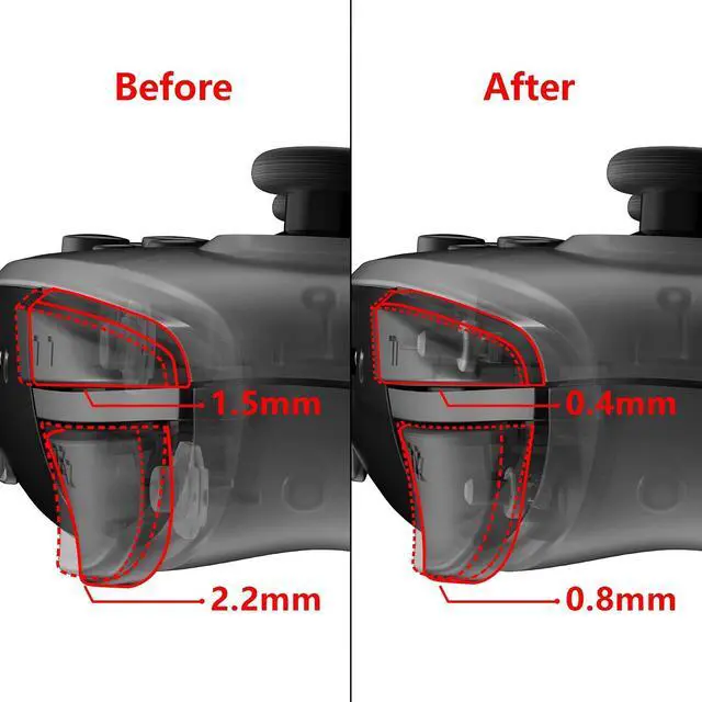 Alt view image 3 of 7 - Clicky Hair Trigger Kit for Nintendo Switch Pro Controller Shoulder Buttons, Custom Flashshot Trigger Stop Flex Cable for Nintendo Switch Pro Controller @