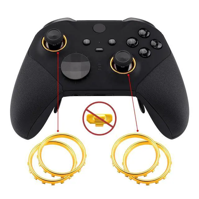 Alt view image 3 of 7 - Matte Chrome Gold Accent Rings Accessories for Xbox One Elite Controller, Replacement Parts Profile Switch Buttons for Xbox One Elite Controller (Model 1698) - Pack of 2 @
