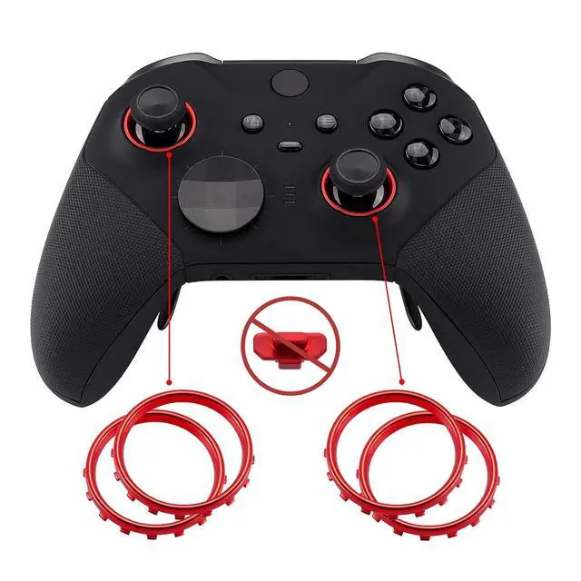 Alt view image 3 of 7 - Matte Chrome Red Accent Rings Accessories for Xbox One Elite Controller, Replacement Parts Profile Switch Buttons for Xbox One Elite Controller (Model 1698) - Pack of 2 @