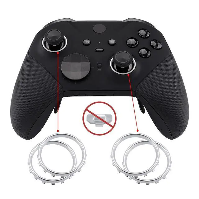 Alt view image 3 of 7 - Matte Chrome Silver Accent Rings Accessories for Xbox One Elite Controller, Replacement Parts Profile Switch Buttons for Xbox One Elite Controller (Model 1698) - Pack of 2 @