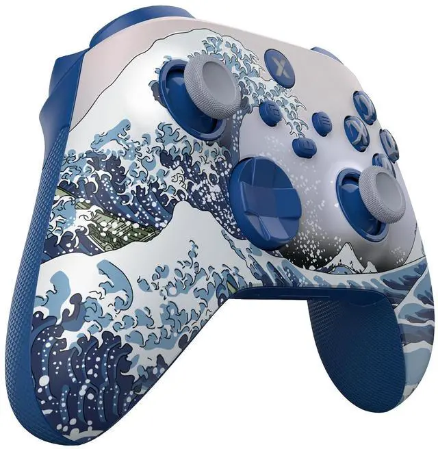 Alt view image 5 of 7 - ASR Version Performance Rubberized Full Set Shell Buttons for Xbox Core Controller, Redesigned Grip Diamond Texture Handles Backplate Case for Xbox Series X & S Controller - The Great Wave @