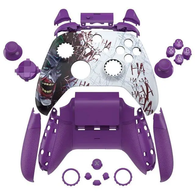 Alt view image 3 of 7 - ASR Version Performance Rubberized Full Set Shell Buttons for Xbox Core Controller, Redesigned Grip Diamond Texture Handles Backplate Case for Xbox Series X & S Controller - Clown Hahaha @