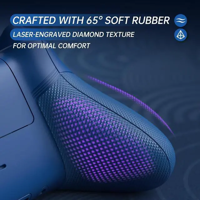 Alt view image 7 of 7 - ASR Version Performance Rubberized Full Set Shell Buttons for Xbox Core Controller, Redesigned Grip Diamond Texture Handles Backplate Case for Xbox Series X & S Controller - The Great Wave @
