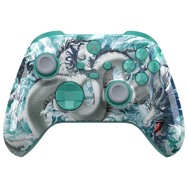 Alt view image 4 of 7 - ASR Version Performance Rubberized Full Set Shell Buttons for Xbox Core Controller, Redesigned Grip Diamond Texture Handles Backplate Case for Xbox Series X & S Controller - Jade Dragon @