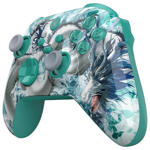 Alt view image 5 of 7 - ASR Version Performance Rubberized Full Set Shell Buttons for Xbox Core Controller, Redesigned Grip Diamond Texture Handles Backplate Case for Xbox Series X & S Controller - Jade Dragon @
