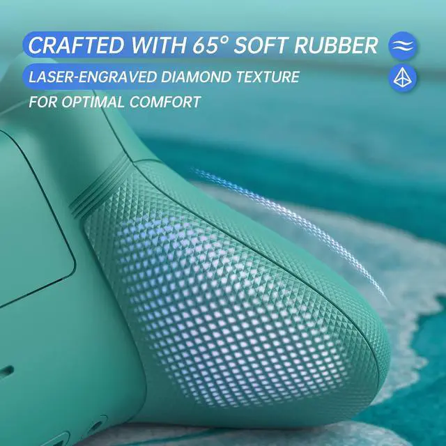 Alt view image 7 of 7 - ASR Version Performance Rubberized Full Set Shell Buttons for Xbox Core Controller, Redesigned Grip Diamond Texture Handles Backplate Case for Xbox Series X & S Controller - Jade Dragon @