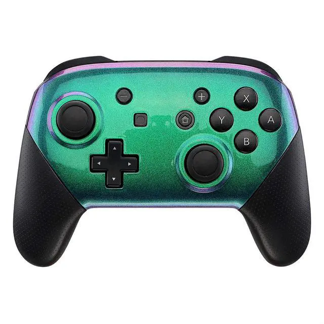 Alt view image 5 of 7 - Chameleon Glossy Faceplate and Backplate for Nintendo Switch Pro Controller, Green Purple DIY Replacement Shell Housing Case for Nintendo Switch Pro - Controller NOT Included @