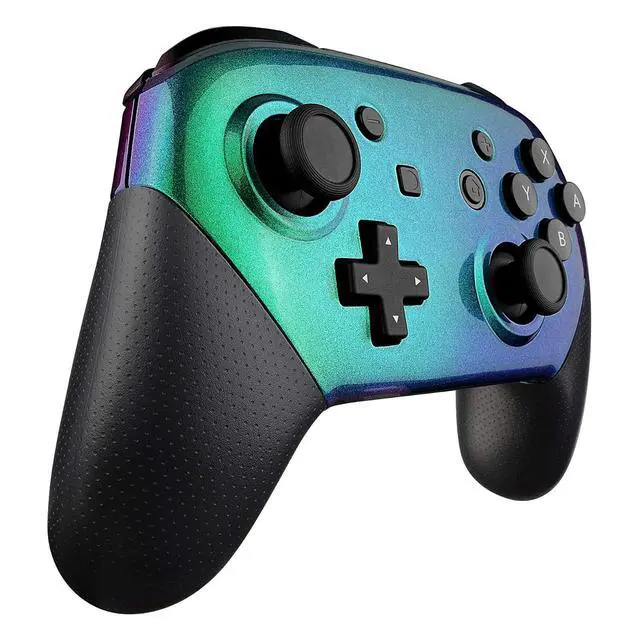 Alt view image 7 of 7 - Chameleon Glossy Faceplate and Backplate for Nintendo Switch Pro Controller, Green Purple DIY Replacement Shell Housing Case for Nintendo Switch Pro - Controller NOT Included @