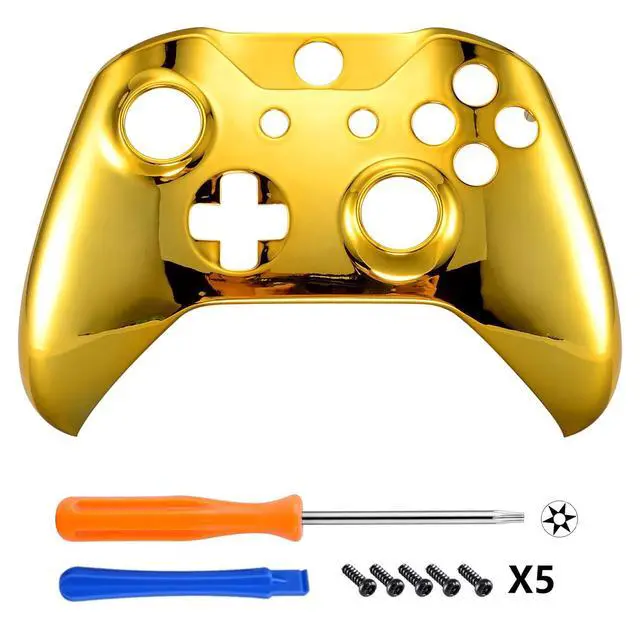 Alt view image 3 of 7 - Chrome Gold Front Housing Shell Faceplate for Xbox One S & Xbox One X Controller (Model 1708) - Controller NOT Included @