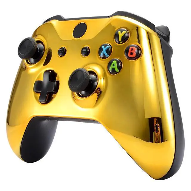 Alt view image 5 of 7 - Chrome Gold Front Housing Shell Faceplate for Xbox One S & Xbox One X Controller (Model 1708) - Controller NOT Included @