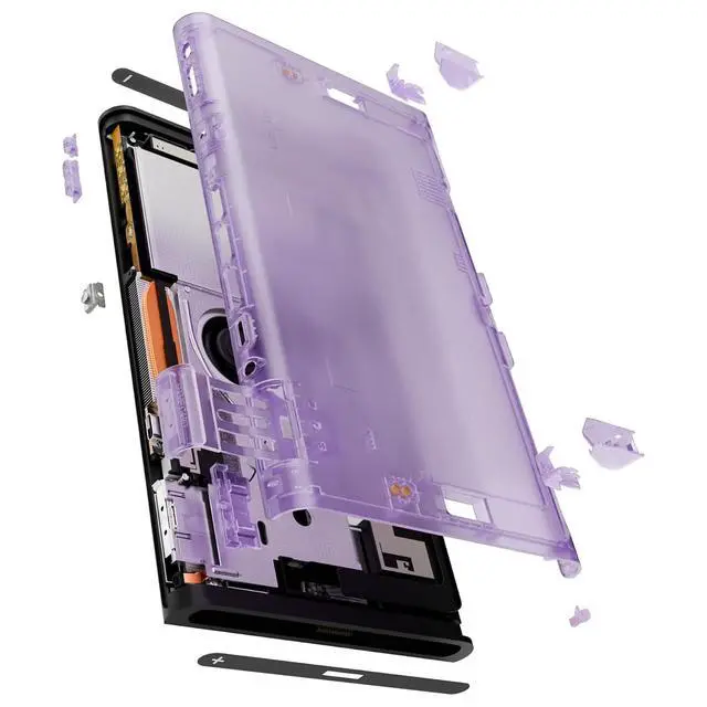 Alt view image 7 of 7 - Replacement DIY Rear Back Plate for Nintendo Switch 2 Handheld Console, Custom Housing Cover Shell Case for Switch 2 (Without Kickstand) - Clear Atomic Purple @