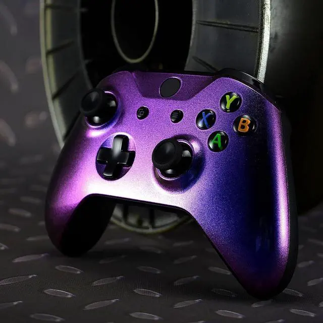Alt view image 5 of 7 - Purple and Blue Chameleon Front Housing Shell Faceplate for Xbox One X S Controller Model 1708 - Controller NOT Included @