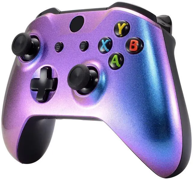 Alt view image 7 of 7 - Purple and Blue Chameleon Front Housing Shell Faceplate for Xbox One X S Controller Model 1708 - Controller NOT Included @