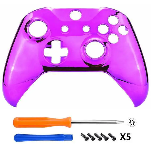 Alt view image 3 of 7 - Chrome Purple Edition Front Housing Shell for Xbox One Wireless Controller Model 1708, Replacement Custom Faceplate Cover for Xbox One S & X Controller @