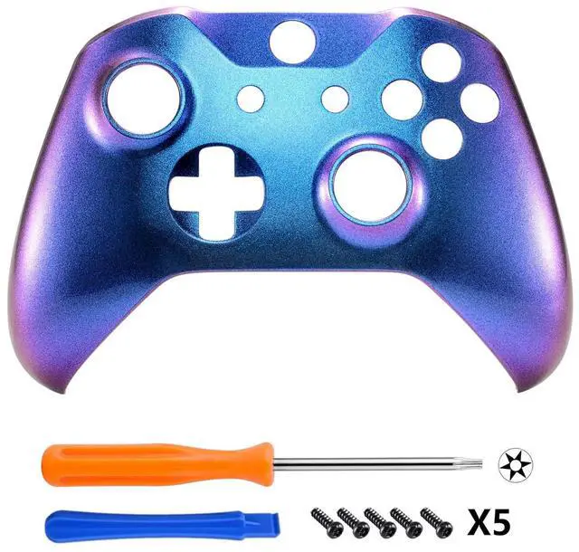 Alt view image 3 of 7 - Purple and Blue Chameleon Front Housing Shell Faceplate for Xbox One X S Controller Model 1708 - Controller NOT Included @