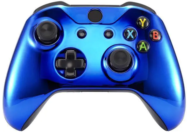 Main image of Chrome Blue Edition Front Housing Shell for Xbox One Wireless Controller Model 1708, Replacement Custom Faceplate Cover for Xbox One S & One X Controller @