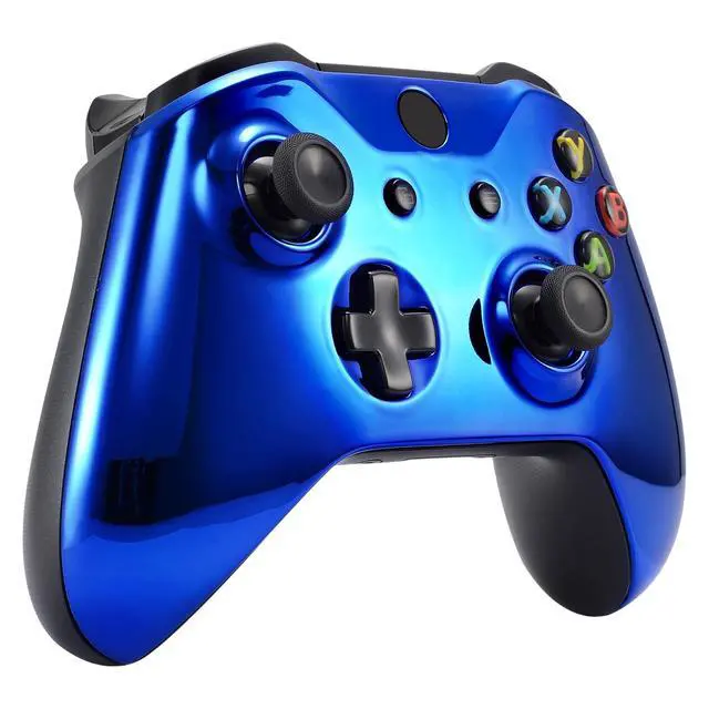 Alt view image 4 of 7 - Chrome Blue Edition Front Housing Shell for Xbox One Wireless Controller Model 1708, Replacement Custom Faceplate Cover for Xbox One S & One X Controller @