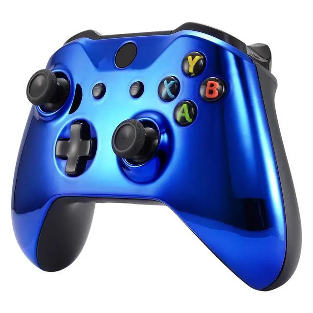 Alt view image 5 of 7 - Chrome Blue Edition Front Housing Shell for Xbox One Wireless Controller Model 1708, Replacement Custom Faceplate Cover for Xbox One S & One X Controller @