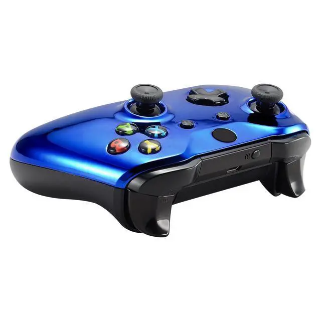 Alt view image 6 of 7 - Chrome Blue Edition Front Housing Shell for Xbox One Wireless Controller Model 1708, Replacement Custom Faceplate Cover for Xbox One S & One X Controller @