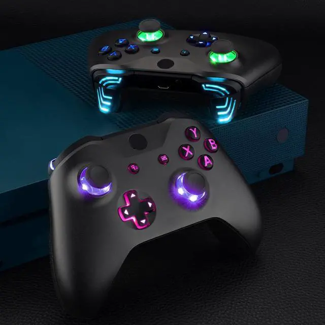 Alt view image 6 of 7 - Multi-Colors Luminated Dpad Thumbsticks Start Back ABXY Action Buttons, Black Classical Symbols Buttons DTFS (DTF 2.0) LED Kit for Xbox One S/X Controller - Controller NOT Included @