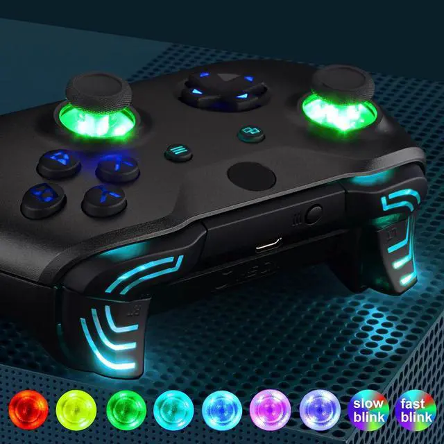 Alt view image 4 of 7 - Multi-Colors Luminated Dpad Thumbsticks Start Back ABXY Action Buttons, Black Classical Symbols Buttons DTFS (DTF 2.0) LED Kit for Xbox One S/X Controller - Controller NOT Included @