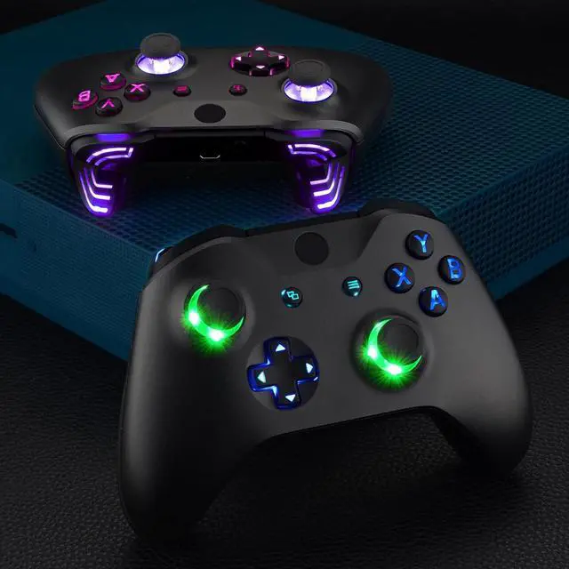 Alt view image 5 of 7 - Multi-Colors Luminated Dpad Thumbsticks Start Back ABXY Action Buttons, Black Classical Symbols Buttons DTFS (DTF 2.0) LED Kit for Xbox One S/X Controller - Controller NOT Included @