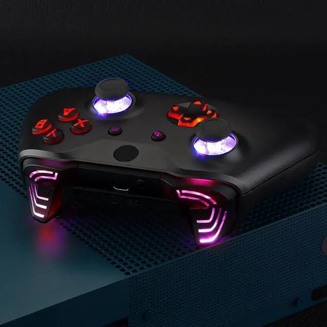 Alt view image 7 of 7 - Multi-Colors Luminated Dpad Thumbsticks Start Back ABXY Action Buttons, Black Classical Symbols Buttons DTFS (DTF 2.0) LED Kit for Xbox One S/X Controller - Controller NOT Included @
