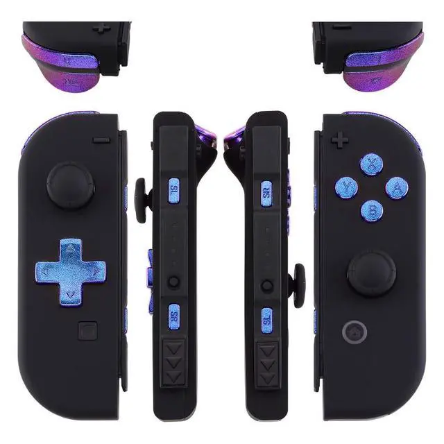 Alt view image 3 of 7 - Chameleon Purple Blue D-pad ABXY Keys SR SL L R ZR ZL Trigger Buttons Springs, Replacement Full Set Buttons Kits for Nintendo Switch & Oled Joycon (Only Fits Joycon D-pad Shell) @