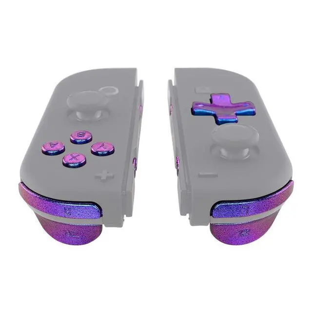 Alt view image 4 of 7 - Chameleon Purple Blue D-pad ABXY Keys SR SL L R ZR ZL Trigger Buttons Springs, Replacement Full Set Buttons Kits for Nintendo Switch & Oled Joycon (Only Fits Joycon D-pad Shell) @