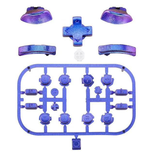 Alt view image 2 of 7 - Chameleon Purple Blue D-pad ABXY Keys SR SL L R ZR ZL Trigger Buttons Springs, Replacement Full Set Buttons Kits for Nintendo Switch & Oled Joycon (Only Fits Joycon D-pad Shell) @
