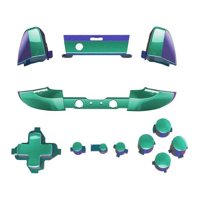Alt view image 3 of 7 - LB RB LT RT Bumpers Triggers D-Pad ABXY Start Back Sync Buttons, Full Set Buttons Repair Kits with Tools for Xbox One S & Xbox One X Controller (Model 1708) (Chameleon Green Purple) @