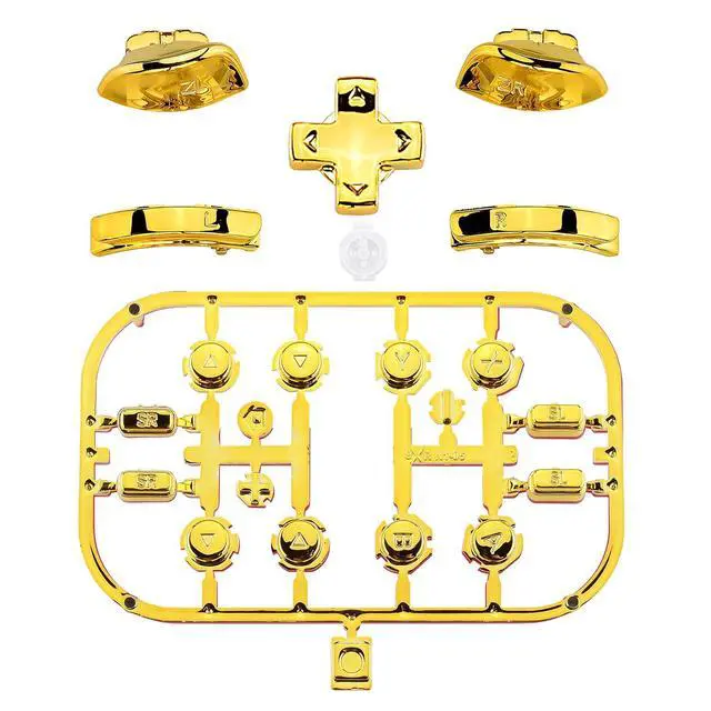 Alt view image 2 of 7 - Chrome Gold D-pad ABXY Keys SR SL L R ZR ZL Trigger Buttons Springs, Replacement Full Set Buttons Fix Kits for Nintendo Switch & Switch Oled Joycon (D-pad ONLY Fits for Joycon D-pad Shell) @